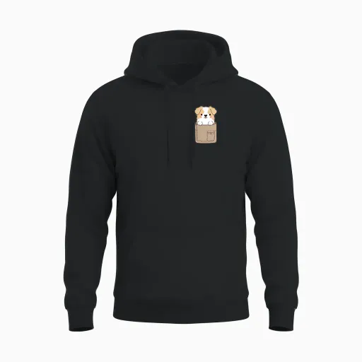 Dog in Pocket Funny Puppy for Dog Lovers Unisex Hoodie - Black