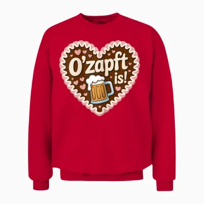 O'zapft Is Oktoberfest Volksfest Lebkuchenherz Bierkrug Unisex Sweatshirt - Red