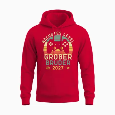 Kinder Nächstes Level Großer Bruder 2027, Großer Bruder 2027 Unisex Hoodie - Red