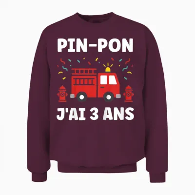 Enfant Humour Enfant Camion Pompier 3 Ans Garçon Anniversaire 3 Ans Unisex Sweatshirt - Maroon