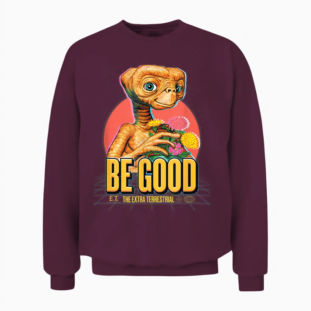 E.t. the Extra-Terrestrial Retro Be Good T-Shirt, Black, S Unisex Sweatshirt in Maroon