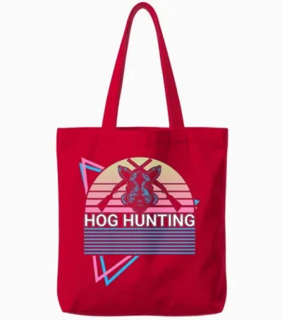 Hog Hunting Hog Hunter Retro Tote Bags - Red