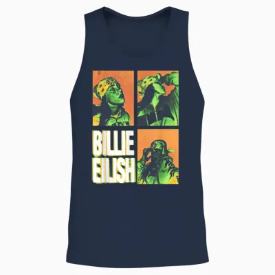 Official Billie Eilish Hit Me Hard and Soft Photo Squares Unisex Tank Top - Navy