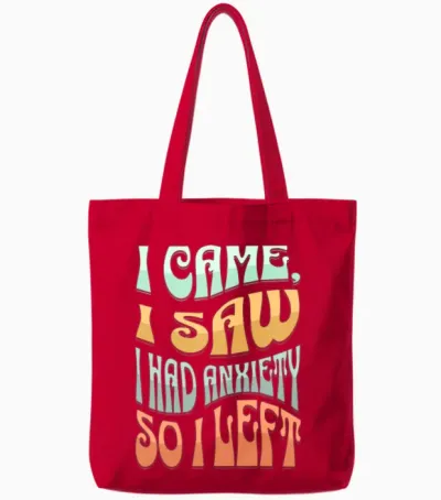Funny Anxiety Tote Bags - Red