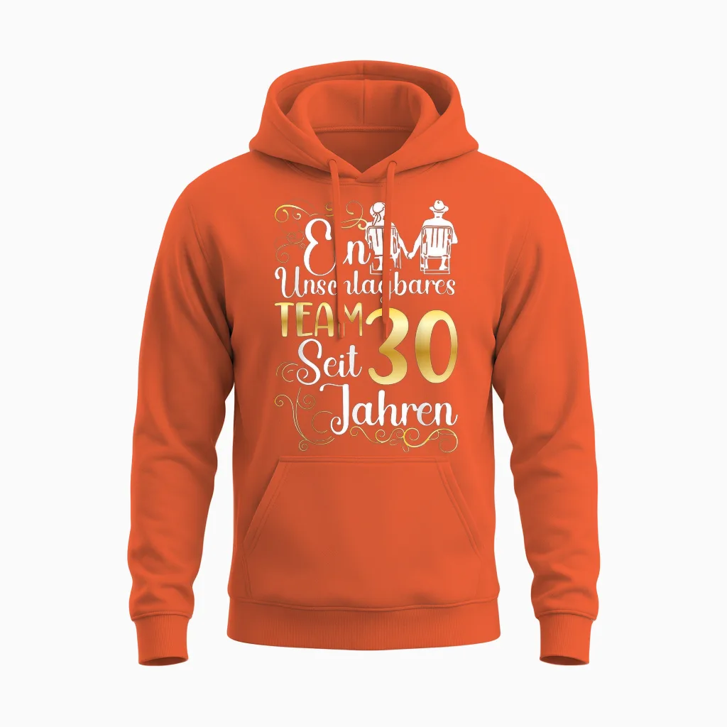 Pearl Wedding 30 Years Married Wedding Anniversary T-Shirt, Black, S Unisex Hoodie in Orange