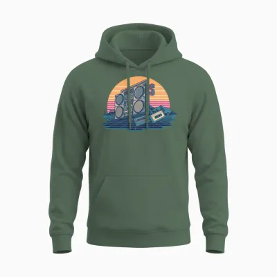 Retro 80s Unisex Hoodie - Military Green