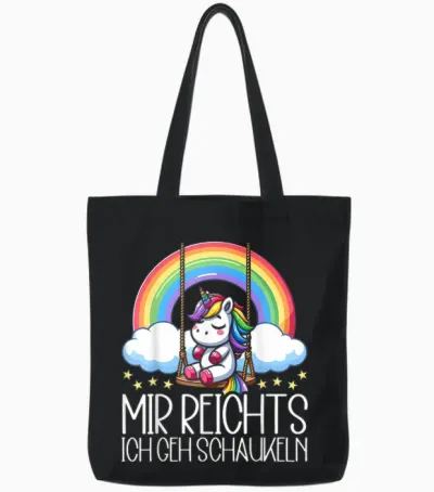 Mir Reichts Ich Geh Schaukeln Funny Unicorn Partner Look T-Shirt, Black Tote Bags - Black