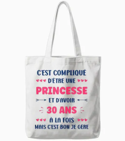 Funny Woman 30 Years Princess Birthday 30 Years T-Shirt, White Tote Bags - White