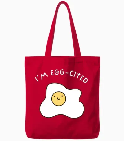 I'm Egg-Cited Funny Cute Double Meaning Gift Tote Bags - Red