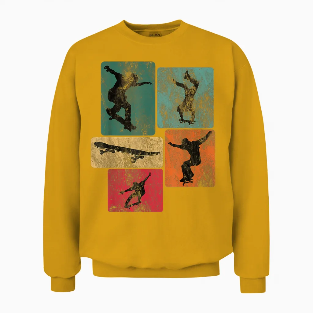 Skater Skateboard Stunt Skater Boys Unisex Sweatshirt in Gold