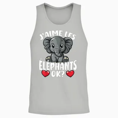 I Love the Elephants Ok? Cute Elephant T-Shirt, Black, S Unisex Tank Top - Ash