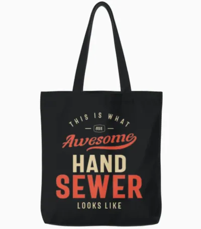 Funny Awesome Hand Sewer Job Occupation Tote Bags - Black