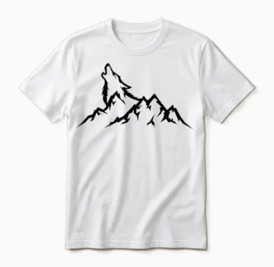 Wolf Mountain T-Shirt - Retro Wildlife Heulender Wolf Natur Unisex T-Shirt - White