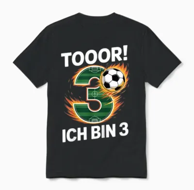 Kinder Toor Ich Bin 3 3.geburtstag Fußball Junge 3 Jahre Cooles Unisex T-Shirt - Black