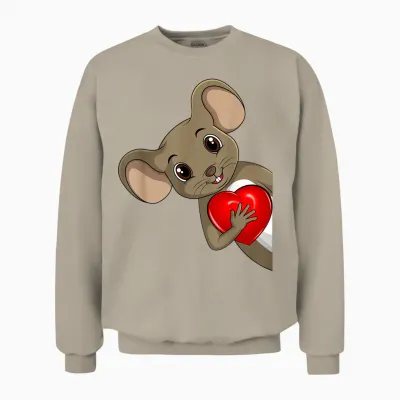 Maus Damen Kinder Mädchen Mäuse Unisex Sweatshirt - Sand