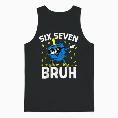 Boys Hanukkah 67 Six Seven Bruh Dabbing Dreidel Chanukah Kid Unisex Tank Top - Black
