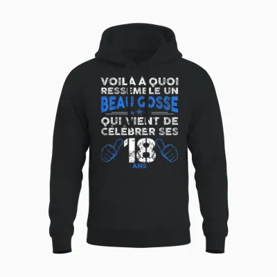 Birthday 18 Years Boy Funny | Anniv 18 Years T-Shirt, Black, S Unisex Hoodie - Black