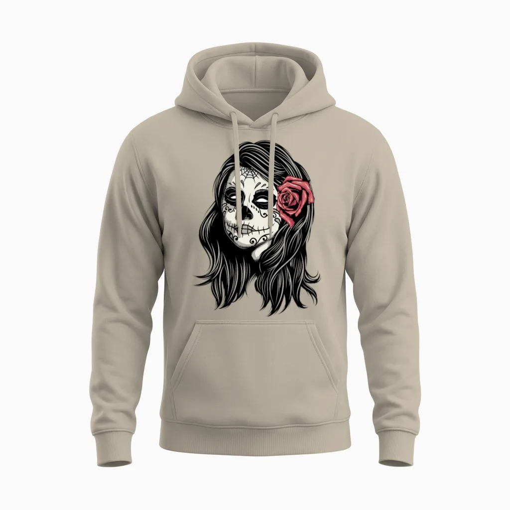 Santa Muerte Holy Woman - Christmas Unisex Hoodie in Sand