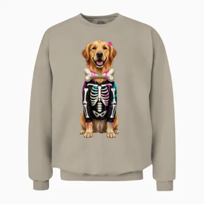 Neon Skeleton Dog Unisex Sweatshirt - Sand