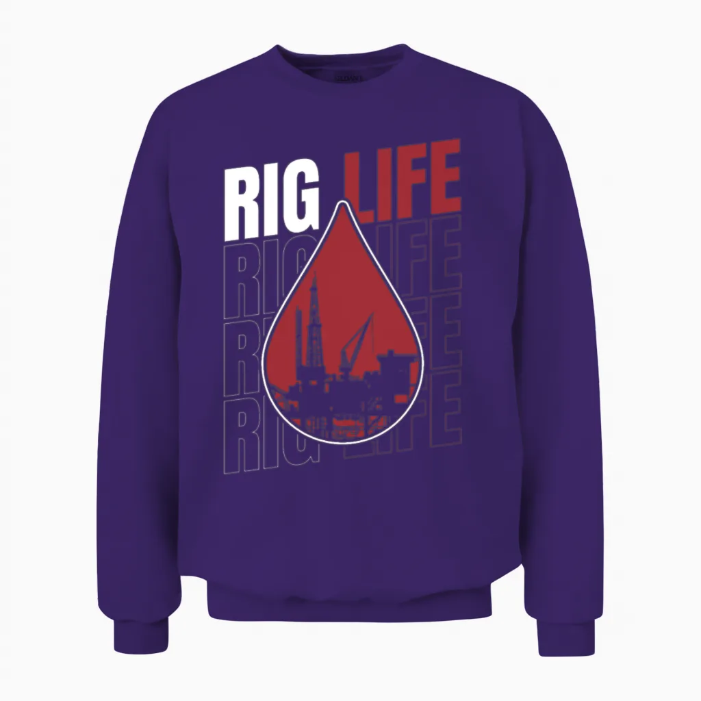Oilfield Oil Drilling Rig Rig Life Unisex Sweatshirt in Purple
