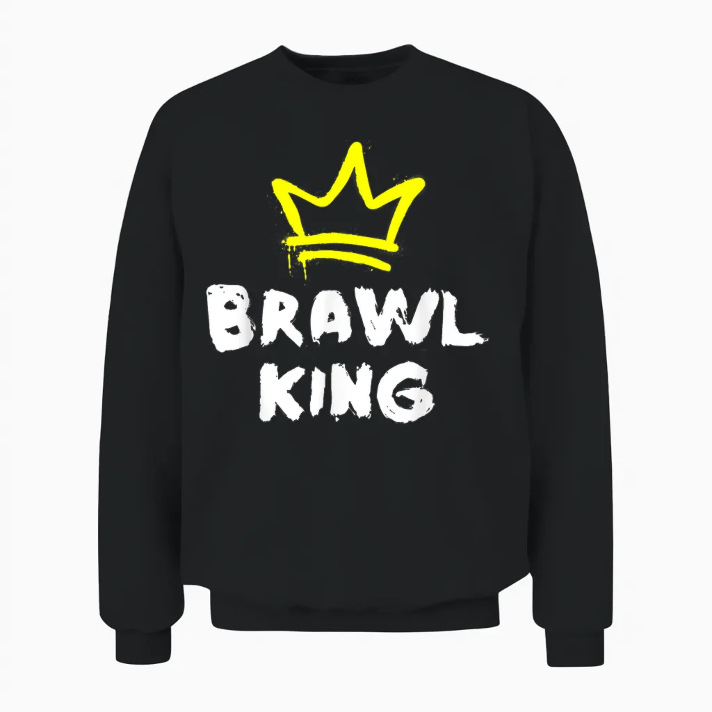 Brawl King Gamer Gaming Brawler Brawl T-Shirt, Black Unisex Sweatshirt in Black