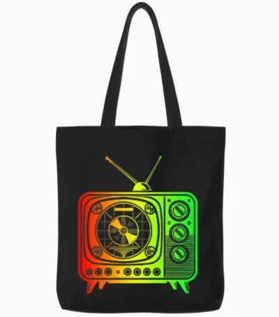 Retro Tv - Oldschool Vibes Tote Bags - Black