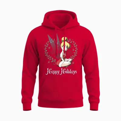 Disney Peter Pan Tinkerbell Happy Holidays Graphic Unisex Hoodie - Red