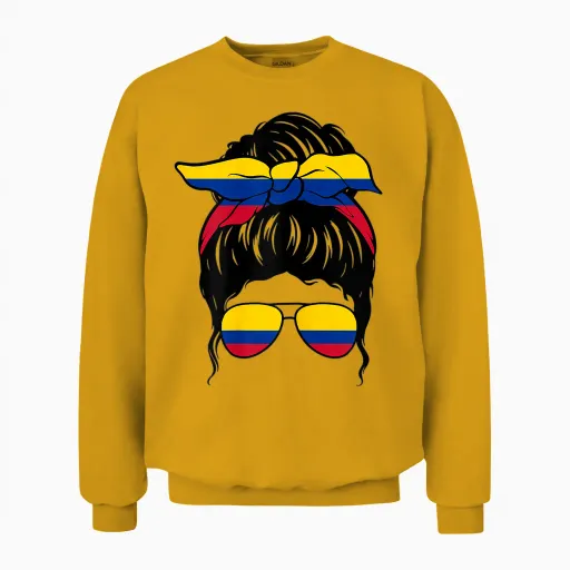 Colombian Girl Colombian Flag Colombian Proud Colombian Woman Unisex Sweatshirt - Gold