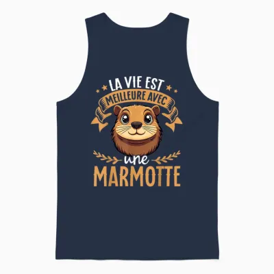Je M'en Fous Je Suis Une Marmot - Sweet Marmot T-Shirt, Black, S Unisex Tank Top - Navy