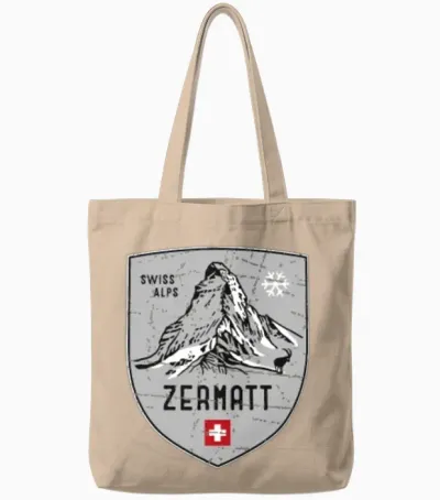 Zermatt Matterhorn Mountain Switzerland Emblem Tote Bags - Natural