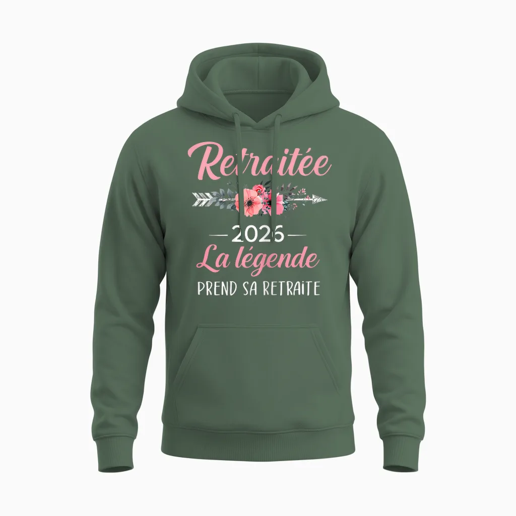 Retired Woman 2026 Legend Retires Humor Unisex Hoodie in Military Green