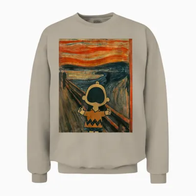 Peanuts Charlie Brown Scream Artsy Unisex Sweatshirt - Sand