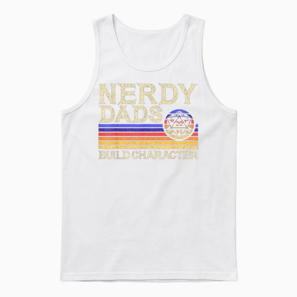 Nerdy Dad Rpg Gaming D20 Tabletop Games Funny Rpg Gamer Unisex Tank Top in White