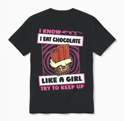 Chocolate Funny Unisex T-Shirt in Black