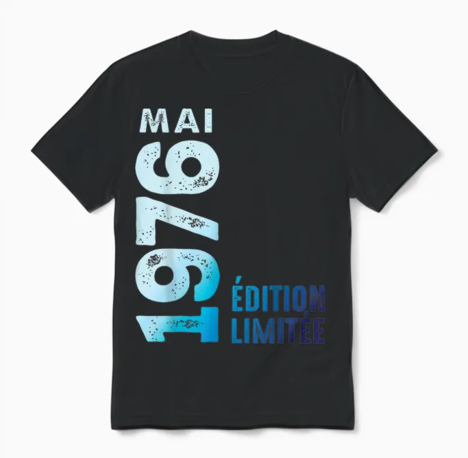 édition Limitée Mai 1976 Cadeau D'anniversaire 1976 Unisex T-Shirt in Black