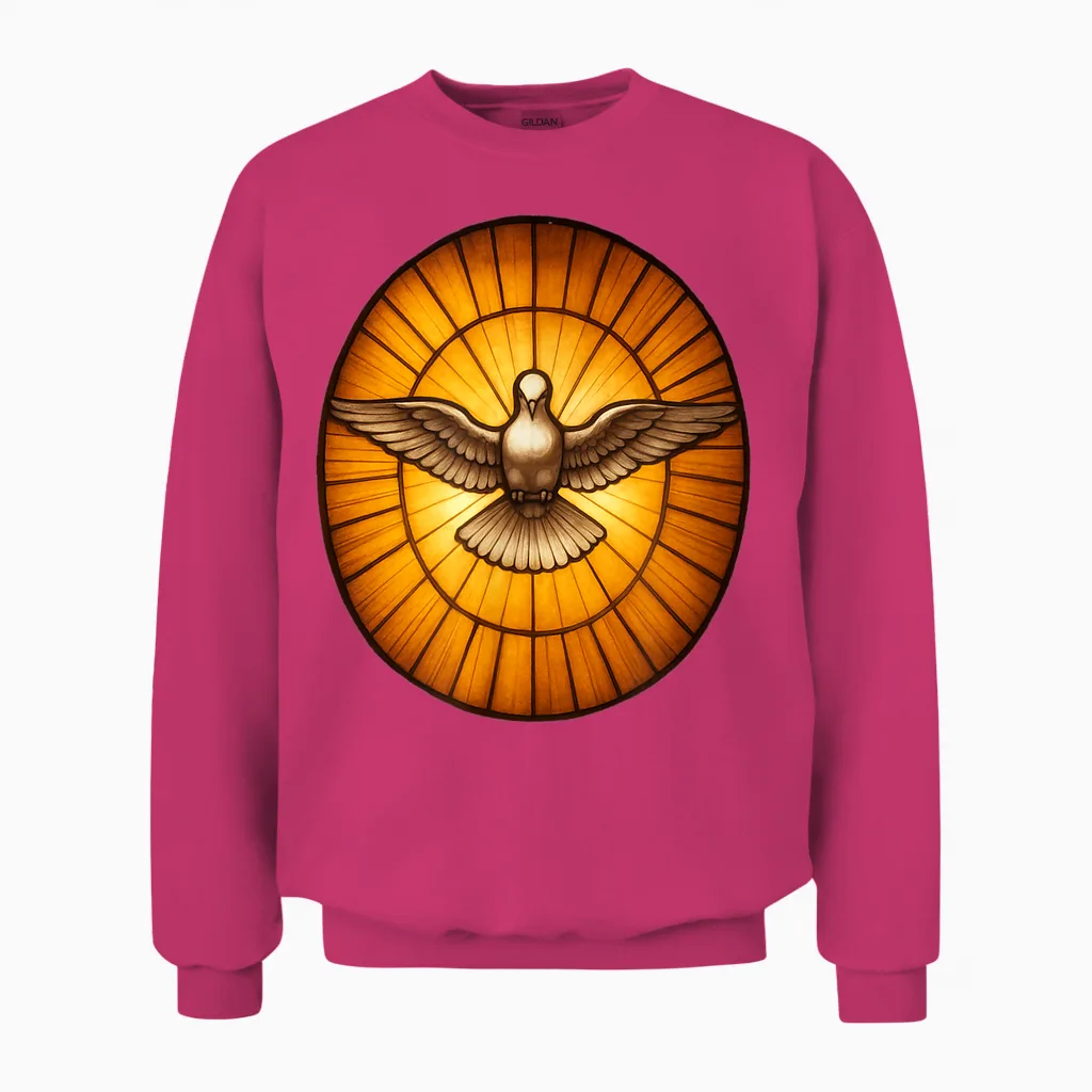 Dove of the Holy Spirit of St. Peter's Basilica Catholic Unisex Sweatshirt in Heliconia