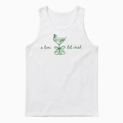 Funny Retro a Tiny Bit Irish Cocktail Lovers St Patricks Day Unisex Tank Top - White