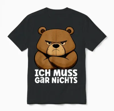 Lustiger, Mürrischer Bär - Ich Muss Gar Nichts! Unisex T-Shirt - Black