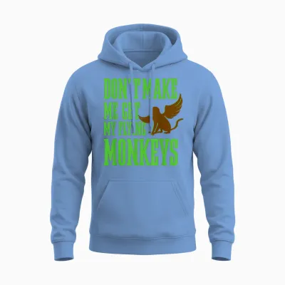 Wizard of Oz Wicked Witch Get My Flying Monkeys T-Shirt Small Unisex Hoodie - Carolina Blue