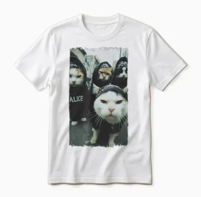 Gangster Katzen Streetwear Cooles Katzenmotiv Lustig Unisex T-Shirt - White