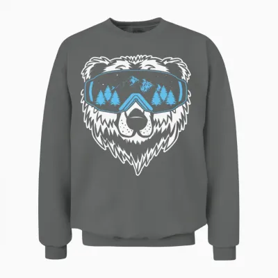 Funny Ski Bear, Ski Mask Funny Ski, Ski, Skiing Unisex Sweatshirt - Graphite Heather