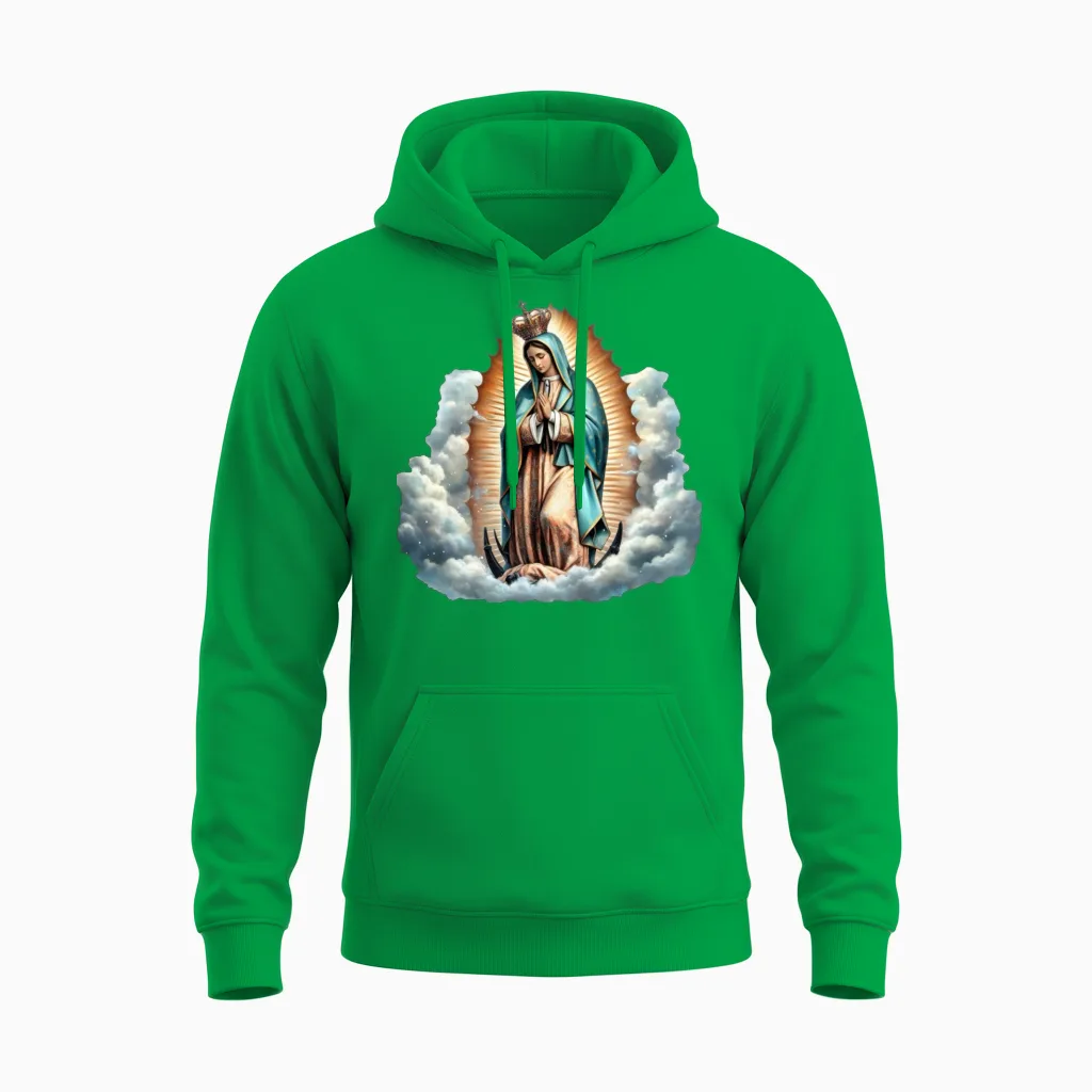 Most Searched Our Lady of Guadalupe Unisex Hoodie in Irish Green