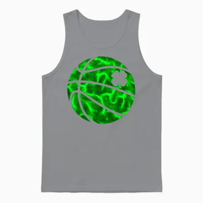 Basketball Shamrock Lucky Clover Irish St Patrick's Day Boys Unisex Tank Top - Sport Grey