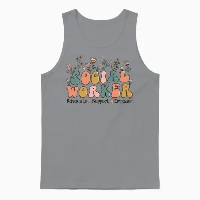 Social Worker Floral Retro Unisex Tank Top - Sport Grey