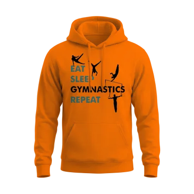 Eat, Sleep, Gymnastics, Repeat - Gymnast, Men Unisex Hoodie - Safety Orange