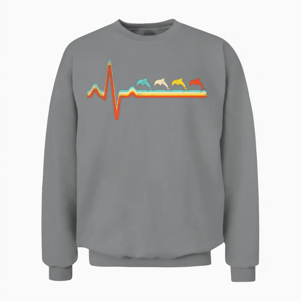Dolphin Retro Unisex Sweatshirt in Sport Grey