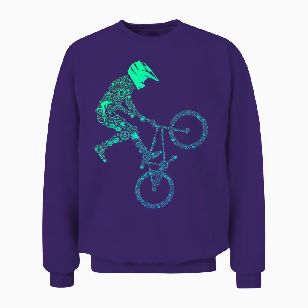 Boys Bmx Bike Shirts | Bike Rider Gear Bmx T-Shirt, Black Unisex Sweatshirt in Purple