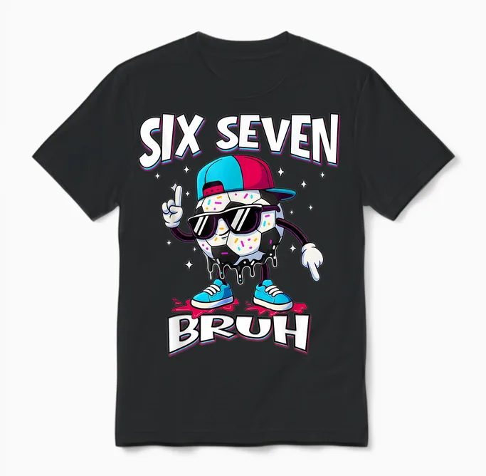 Fußball 67 Meme Six Seven Fußball 67 Jungen Mädchen Unisex T-Shirt in Black