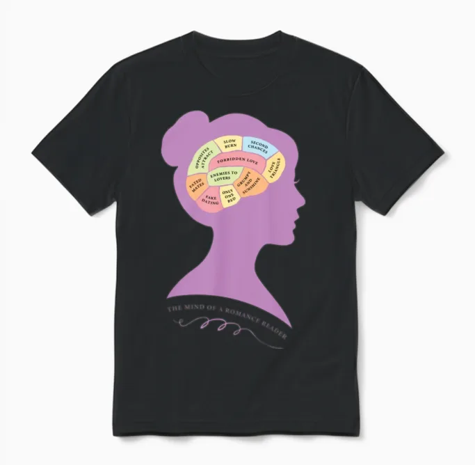 The Mind of a Romance Reader Unisex T-Shirt in Black