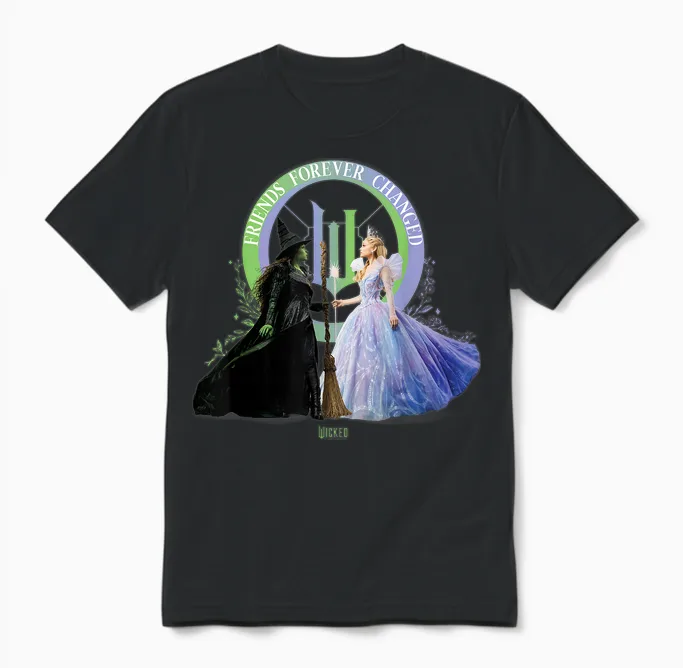 Wicked: for Good Glinda and Elphaba Friends Forever Changed Unisex T-Shirt in Black